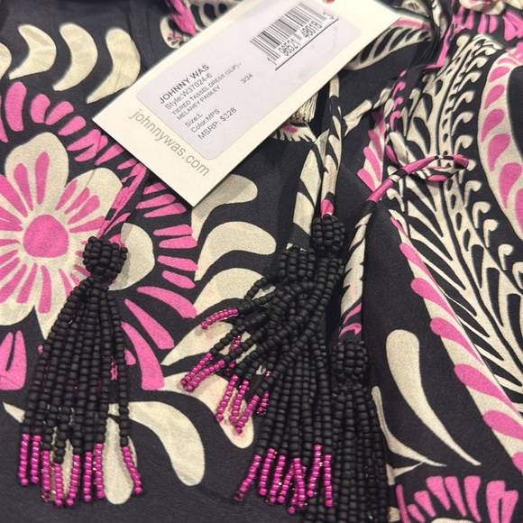 Johnny Was silk tiered tassel dress, Melanie Paisley NWT - Picture 8 of 10